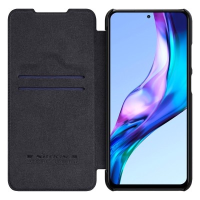 Greznais „Nillkin“ Qin sērijas ādas atvērams melns Xiaomi Redmi 10 maciņš | Vacins.lv