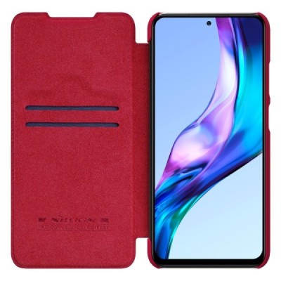Greznais „Nillkin“ Qin sērijas ādas atvērams sarkans Xiaomi Redmi 10 maciņš | Vacins.lv