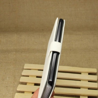 HTC Desire 816 atverčiamas baltas odinis dėklas - piniginė / Priedai.lt