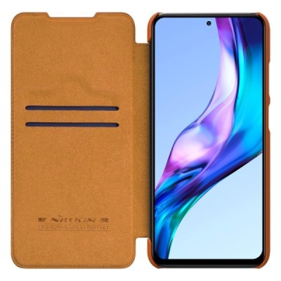 Greznais „Nillkin“ Qin sērijas ādas atvērams brūns Xiaomi Redmi 10 maciņš | Vacins.lv