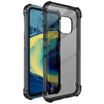 Nokia XR20 Imak sustiprintos apsaugos kieto silikono pilkas TPU skaidrus dėklas - nugarėlė + apsauginė ekrano plėvelė | Priedai.