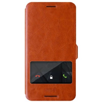 „Mofi“ Hui serijos HTC Desire 816 rudas odinis atverčiamas dėklas / Priedai.lt