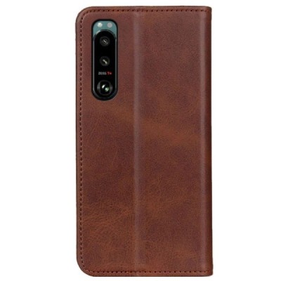 Sony Xperia 5 III „Split“ sērijas tumši brūns atvērams maciņš, maks | Vacins.lv