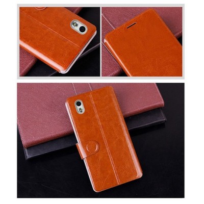 „Mofi“ Hui serijos HTC Desire 816 rudas odinis atverčiamas dėklas / Priedai.lt