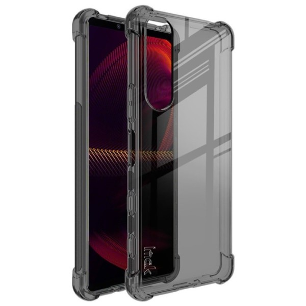 „Imak“ pastiprinātas aizsardzības cieta silikona (TPU) dzidrs apvalks - pelēks + ekrāna aizsargplēve (Xperia 5 III)