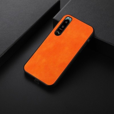 Sony Xperia 5 III „Deluxe Leather“ oranžs ādas apvalks | Vacins.lv