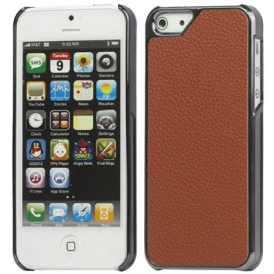 Solidus rudas odinis (dirbtinės odos) Apple iPhone SE (5, 5s) dėklas (dėkliukas) / Priedai.lt