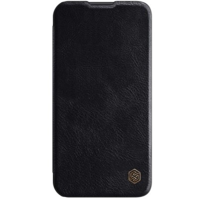 Greznais „Nillkin“ Qin Pro sērijas ādas atvērams melns Apple iPhone 13 Pro maciņš | Vacins.lv