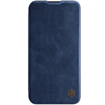 Greznais „Nillkin“ Qin Pro sērijas ādas atvērams zils Apple iPhone 13 Pro maciņš | Vacins.lv