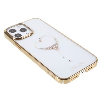 Apple iPhone 13 Pro Max elegants Kingxbar Crystal Love Swarovski dzidrs (caurspīdīgs) zelta plastmasas apvalks ar kristāliem | V