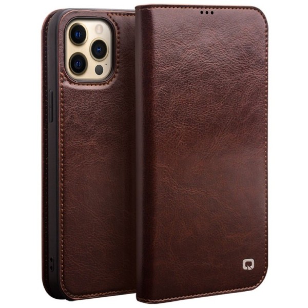 „QIALINO“ atvēramais ādas maciņš - brūns (iPhone 13 Pro Max)