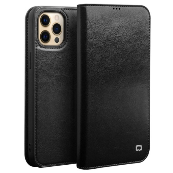 „QIALINO“ atvēramais ādas maciņš - melns (iPhone 13 Pro)