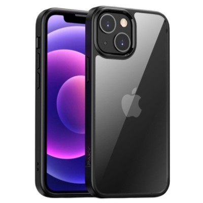 Apple iPhone 13 Mini „IPAKY“ Royal silikoninis skaidrus permatomas dėklas su juodu rėmeliu | Priedai.lt