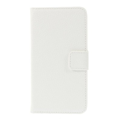 HTC Desire 310 atvēramais balts ādas Litchi futrālis - maciņš / Vacins.lv