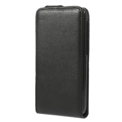 HTC Desire 310 klasisks ādas vertikāli atvēramais melns futrālis / Vacins.lv