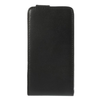 HTC Desire 310 klasisks ādas vertikāli atvēramais melns futrālis / Vacins.lv