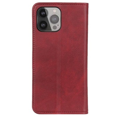 Apple iPhone 13 Pro Max „Split“ raudonas odinis atverčiamas dėklas - knygutė | Priedai.lt