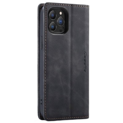 Apple iPhone 13 Pro Max CaseMe Retro solīds atvēramais ādas melns maciņš - maks | Vacins.lv