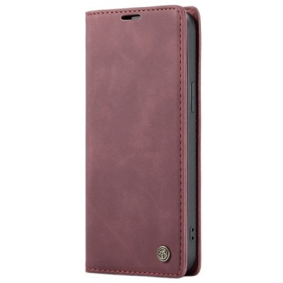Apple iPhone 13 Pro Max CaseMe Retro solīds atvēramais ādas bordo maciņš - maks | Vacins.lv