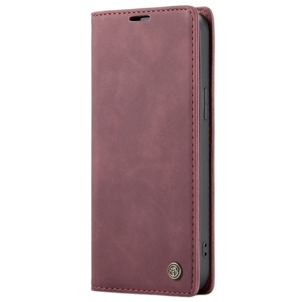 „CaseMe“ Retro solīds atvēramais ādas maciņš - bordo (iPhone 13 Pro)