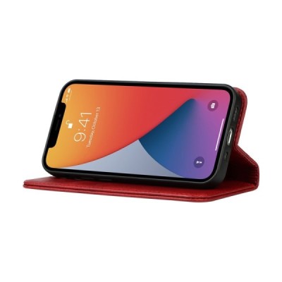 Apple iPhone 13 Mini „Split“ raudonas odinis atverčiamas dėklas - knygutė | Priedai.lt