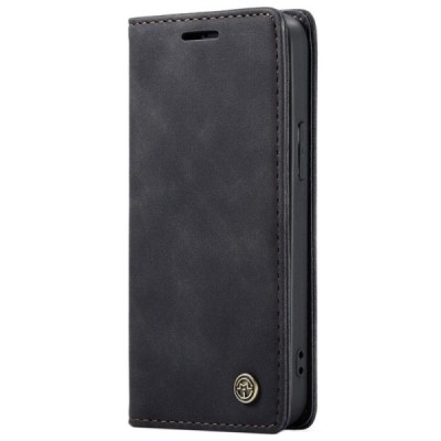 Apple iPhone 13 Mini CaseMe Retro solidus atverčiamas juodas odinis dėklas - knygutė | Priedai.lt