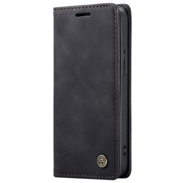 „CaseMe“ Retro solidus atverčiamas dėklas - juodas (iPhone 13 Mini)