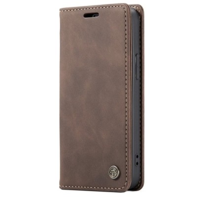 Apple iPhone 13 Mini CaseMe Retro solidus atverčiamas tamsiai rudas odinis dėklas - knygutė | Priedai.lt