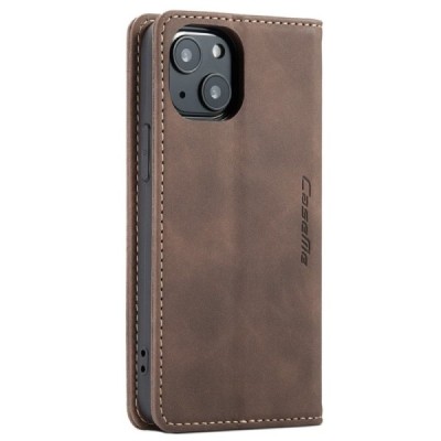 Apple iPhone 13 Mini CaseMe Retro solidus atverčiamas tamsiai rudas odinis dėklas - knygutė | Priedai.lt