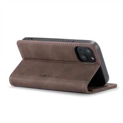 Apple iPhone 13 Mini CaseMe Retro solidus atverčiamas tamsiai rudas odinis dėklas - knygutė | Priedai.lt