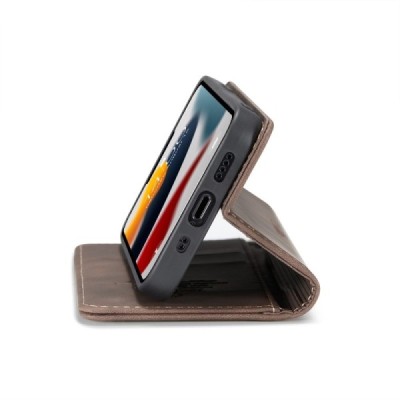 Apple iPhone 13 Mini CaseMe Retro solidus atverčiamas tamsiai rudas odinis dėklas - knygutė | Priedai.lt