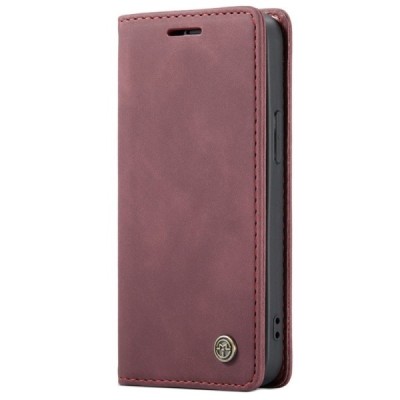 Apple iPhone 13 Mini CaseMe Retro solidus atverčiamas bordo odinis dėklas - knygutė | Priedai.lt