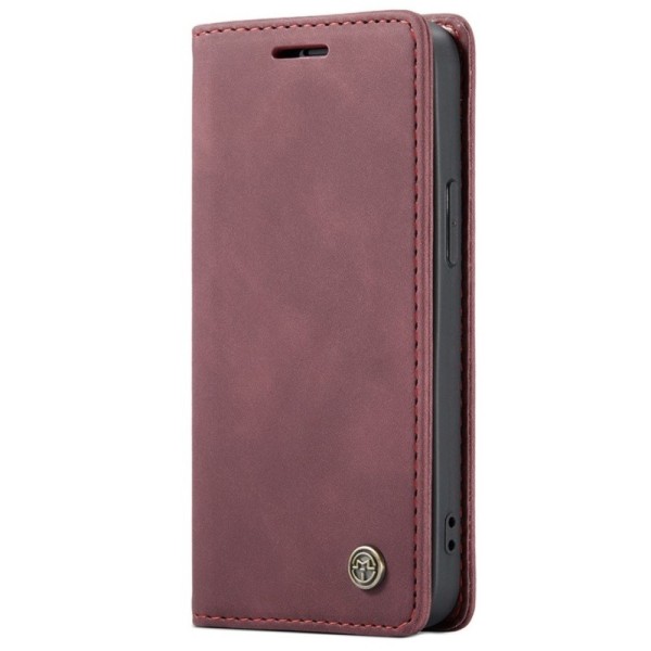 „CaseMe“ Retro solidus atverčiamas dėklas - bordo (iPhone 13 Mini)