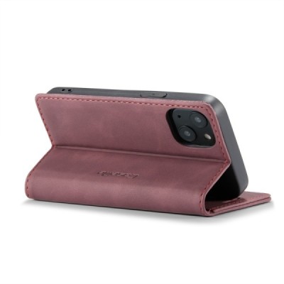 Apple iPhone 13 Mini CaseMe Retro solidus atverčiamas bordo odinis dėklas - knygutė | Priedai.lt