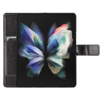 Samsung Galaxy Z Fold3 5G (F926B) atvēramais ādas melns maciņš (maks) | Vacins.lv
