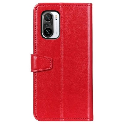 Xiaomi Poco F3 (Mi 11i) atvēramais ādas sarkans maciņš, grāmata (maks) | Vacins.lv