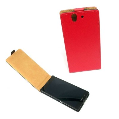 Atverčiamas Sony Xperia Z raudonas odinis dėklas / Priedai.lt