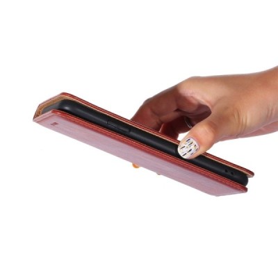 Xiaomi Poco F3 (Mi 11i) Solīds brūns ādas atvērams maciņš | Vacins.lv