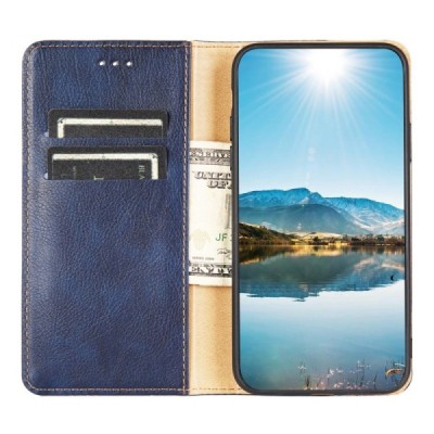 Xiaomi Poco F3 (Mi 11i) Solīds zils ādas atvērams maciņš | Vacins.lv