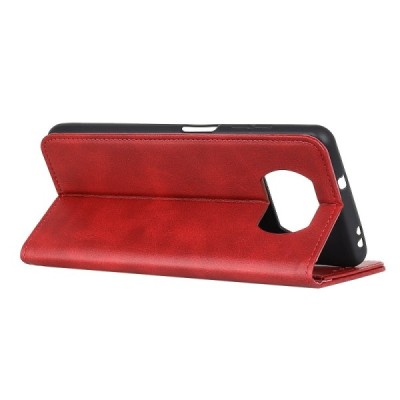 Xiaomi Poco X3 (X3 Pro) „Split“ raudonas odinis atverčiamas dėklas - knygutė | Priedai.lt