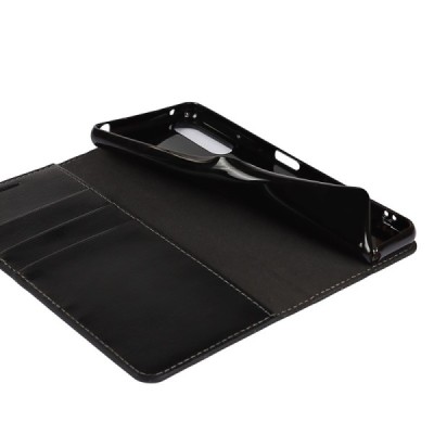 Sony Xperia 10 III Solīds melns ādas atvērams maciņš | Vacins.lv