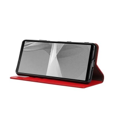 Sony Xperia 10 III Solīds sarkans ādas atvērams maciņš | Vacins.lv