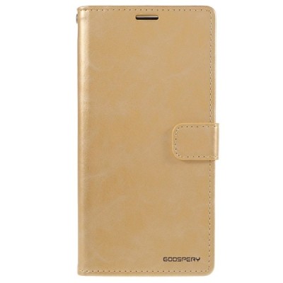 Mercury Blue Moon atverčiamas Apple iPhone 13 Pro Max auksinis odinis dėklas - piniginė | Priedai.lt