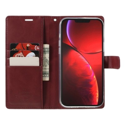 Mercury Blue Moon Apple iPhone 13 Pro Max atvērams bordo ādas maciņš - maks | Vacins.lv