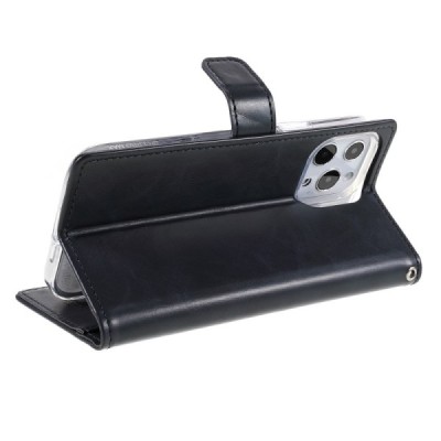 Mercury Blue Moon Apple iPhone 13 Pro atvērams melns ādas maciņš - maks | Vacins.lv