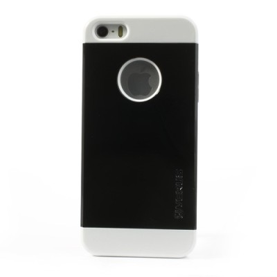 Juodas su baltomis „VERUS“ išskaidomas plastikinis Apple iPhone SE (5, 5s) dėklas / Priedai.lt