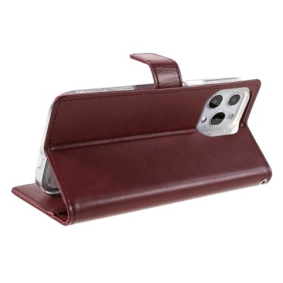 Mercury Blue Moon Apple iPhone 13 Pro atvērams bordo ādas maciņš - maks | Vacins.lv