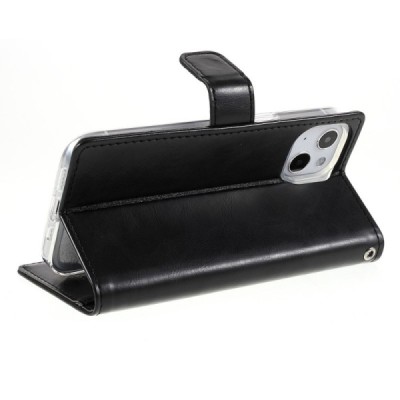 Mercury Blue Moon Apple iPhone 13 atvērams melns ādas maciņš - maks | Vacins.lv