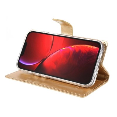 Mercury Blue Moon atverčiamas Apple iPhone 13 auksinis odinis dėklas - piniginė | Priedai.lt