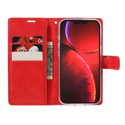 Mercury Blue Moon Apple iPhone 13 Mini atvērams sarkans ādas maciņš - maks | Vacins.lv